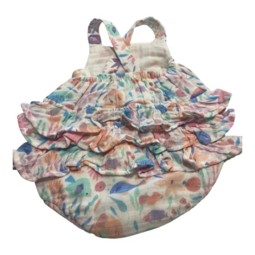Angel Dear Tropical Fish Floral Ruffle suit 3-6 mo
